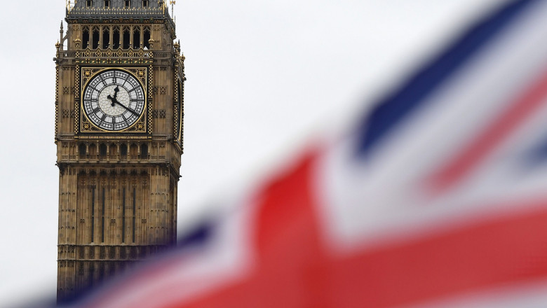 Drapelul marii Britanii si Big Ben.